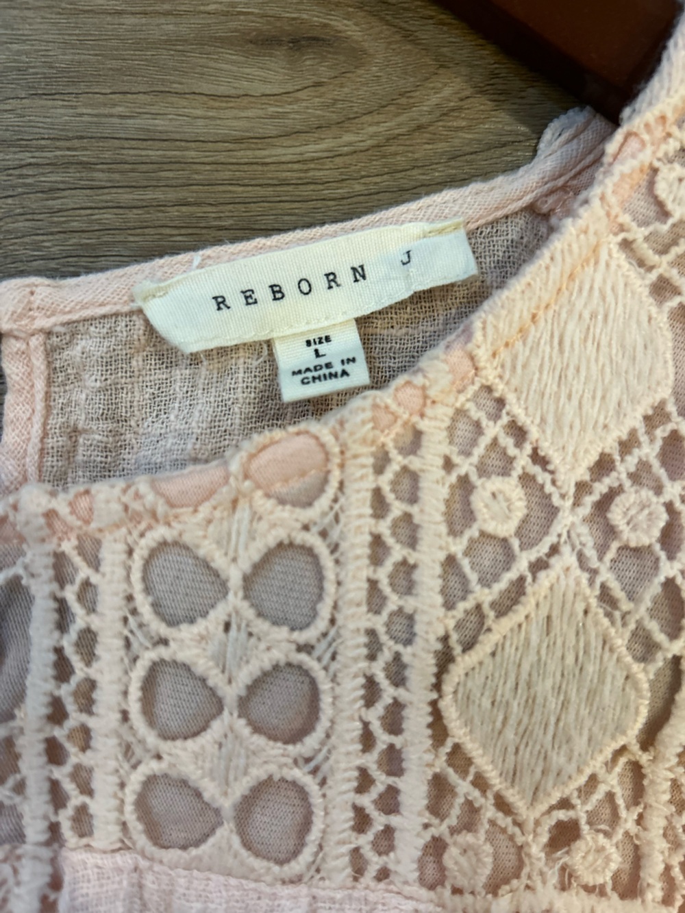 Reborn J Blush Crochet Lace Gauze Cotton Boho Blouse Size L - Picture 2 of 7